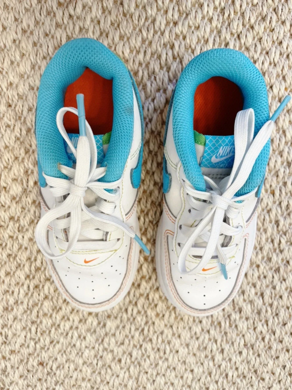 Toddler's Nike Force 1 LV8 White/Baltic Blue-Action Green (FJ4811 100) 10